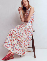 Valentina Linen Skirt-Ivory, Bloom Scatter / Boden us