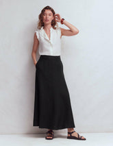 Miriam Linen Maxi Skirt-Black / Boden Discount