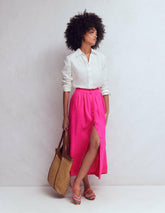 Emma Linen Maxi Skirt-Pink Peony / Boden Online