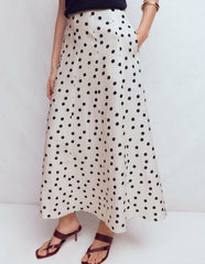 Miriam Linen Maxi Skirt-Ivory, Painted Dot / Boden Discount