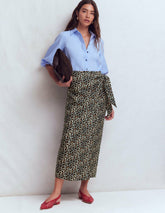 Dimitra Linen Column Skirt-Almond Milk, Cheetah Pop / Boden On sale