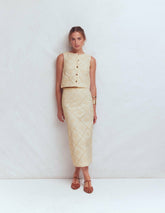 Textured Column Skirt-Ivory Broderie / Boden Discount