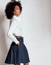 Pleated Denim Skirt-Indigo / Boden Sale