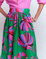 Abigail Poplin Maxi Skirt-Green, Daisy Cascade / Boden Discount