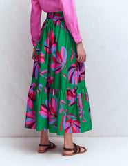 Abigail Poplin Maxi Skirt-Green, Daisy Cascade / Boden Discount