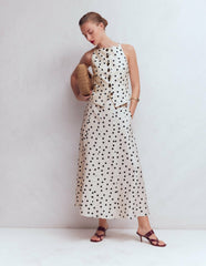 Square Neck Linen Waistcoat-Ivory, Painted Dot Spaced / Boden Outlet
