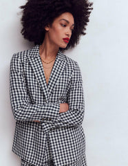 Woodbridge Linen Blazer-Navy, Ivory Gingham / Boden On sale