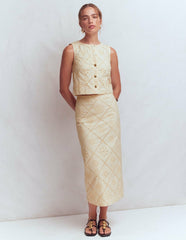 Andrea Cotton Shell Top-Ivory broderie / Boden us