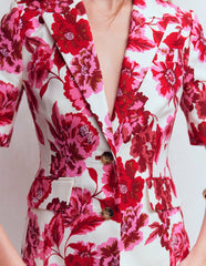 Short Sleeve Cotton Blazer-Sangria Sunset, Floral Print / Boden Outlet