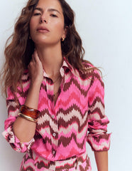 Sienna Linen Shirt-Pink Punch, Zig Zag Wave / Boden On sale