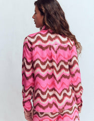 Sienna Linen Shirt-Pink Punch, Zig Zag Wave / Boden On sale