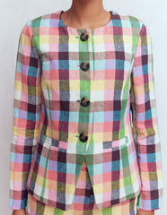 Hampstead Linen Blazer-Soft Yellow, Pink Multigingham / Boden Sale