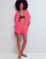 Double Cloth Shirt-Pink, Neon Coral Mid Stripe / Boden Online