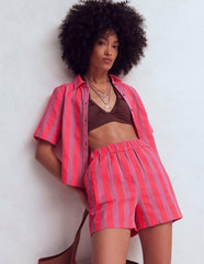 Pull On Double Cloth Shorts-Neon Stripe / Boden Outlet