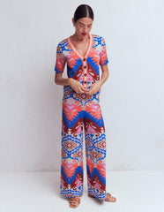 Short Sleeve Jacquard Cardigan-Aztec / Boden