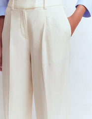 Chiswick Crop Linen Pants-Ivory / Boden Online