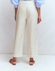 Chiswick Crop Linen Pants-Ivory / Boden Online