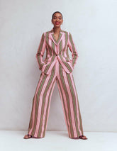 Kensington Linen Pants-Pink and Green Stripe / Boden us