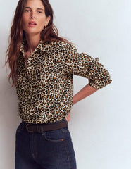 Sadie Relaxed Cotton Shirt-Soft Cream, Leopard Flow / Boden