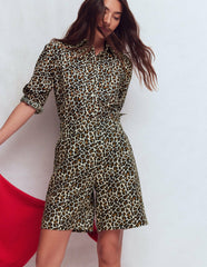 Kensington Linen Shorts-Almond Milk, Cheetah Pop / Boden Outlet