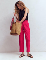 Double Cloth Crop Pants-Pomegranate / Boden us