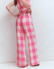 Kensington Linen Pants-Pink Punch Gingham / Boden Discount