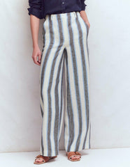 Belgravia Linen Pants-Blue and White Stripe / Boden On sale
