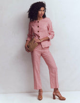 Canonbury 7/8 Linen Pants-Vintage Rose Gingham / Boden