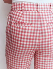 Canonbury 7/8 Linen Pants-Vintage Rose Gingham / Boden