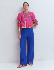 Mayfair Linen Pants-Bright Blue / Boden On sale