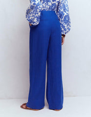 Mayfair Linen Pants-Bright Blue / Boden On sale