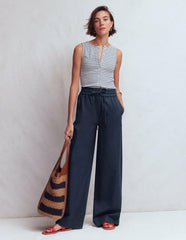 Greenwich Tie Waist Pants-Navy / Boden Outlet