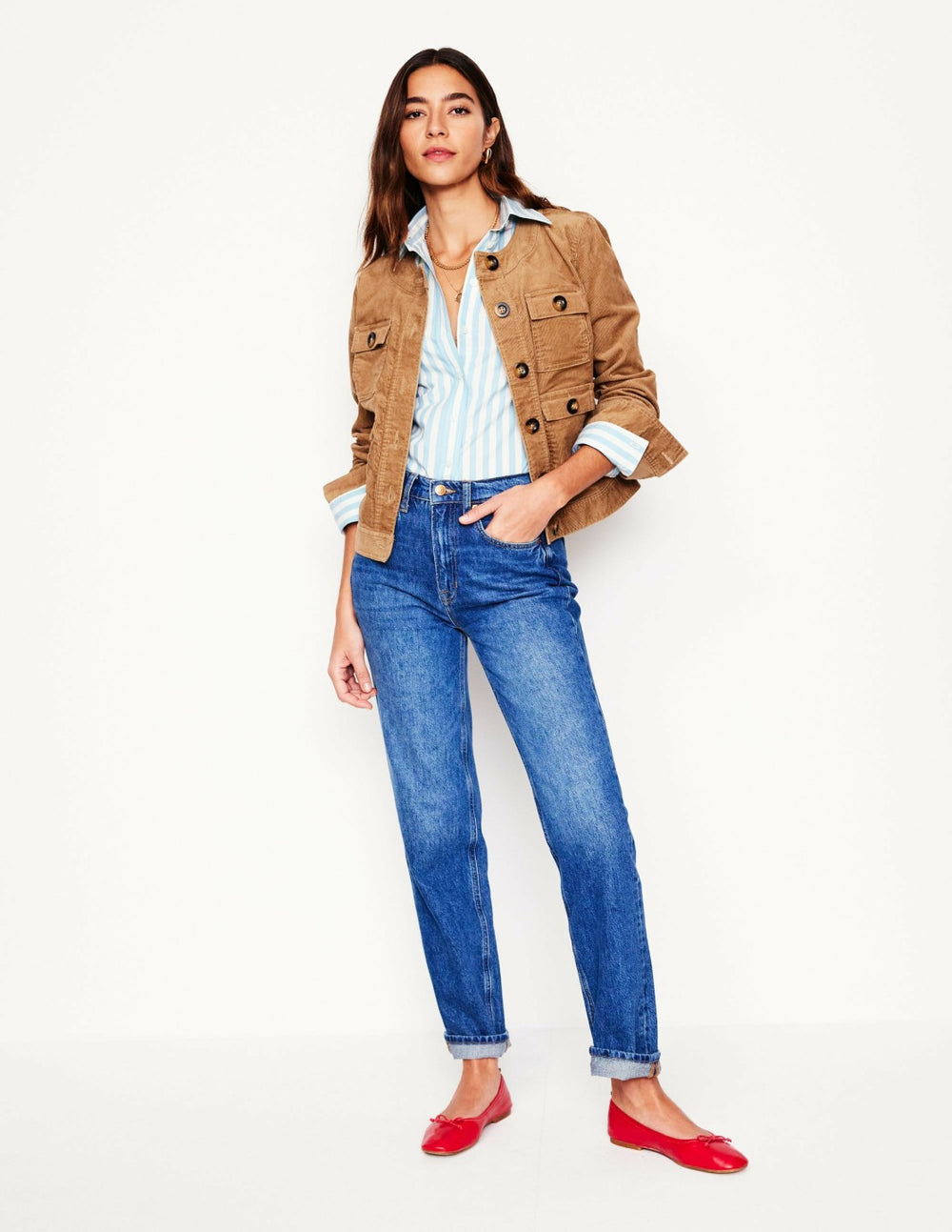 High Rise Straight Leg Jeans-Mid Vintage / Boden Outlet