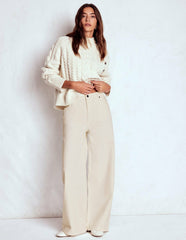 Relaxed Wide Leg Jeans-Ecru / Boden Sale