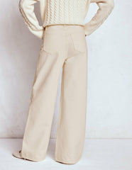 Relaxed Wide Leg Jeans-Ecru / Boden Sale