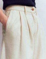 Pleated Wide Leg Jeans-Ecru / Boden Online