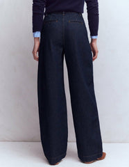 Pleated Wide Leg Jeans-Indigo Rinse / Boden Outlet