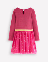 Twirly Tulle Mix Dress-Cherry Jam/ Gold Confetti / Boden us