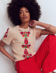 Monica Knitted T-Shirt-Ivory / Boden Discount