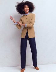 Joanna Fitted Knitted Jacket-Camel Melange / Boden