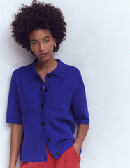 Short Sleeve Knit Shirt-Bright Blue / Boden