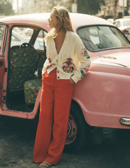 Relaxed Cotton Stitch Cardigan-Ivory, Embroidery / Boden Sale