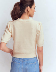 Hayley Cotton V-neck Cardigan-Warm Ivory / Boden Discount