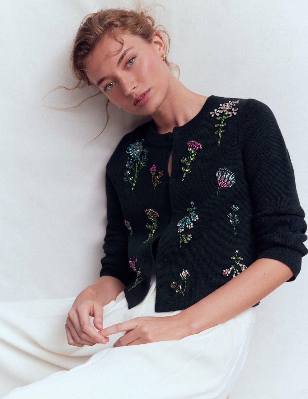 Embellished Knit Cardigan-Navy / Boden