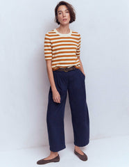 Emilia Cotton Crew T-shirt-Cognac/ Warm Ivory / Boden Online