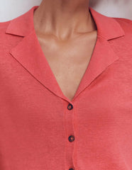 Agnes Collar Linen Cardigan-Coral / Boden Online