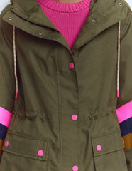 Striped Longline Rain Mac-Woodland Green Stripe / Boden On sale