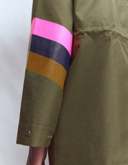 Striped Longline Rain Mac-Woodland Green Stripe / Boden On sale