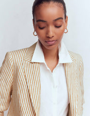 Stamford Linen Blazer-Brown, Ivory Ticking Stripe / Boden Sale