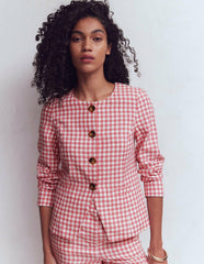 Hampstead Linen Blazer-Vintage Rose Gingham / Boden Outlet